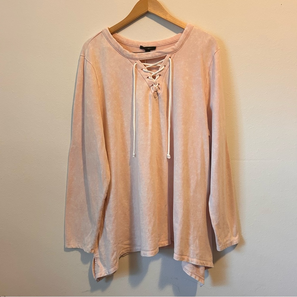 Lane Bryant 22/24 Women’s Pink  Lace-Up Blush Tunic Sweatshirt